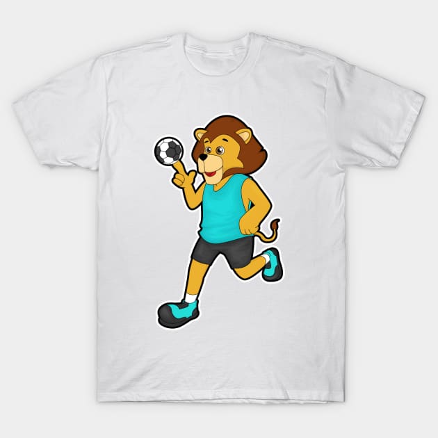 Lion at Handball player with Handball T-Shirt by Markus Schnabel